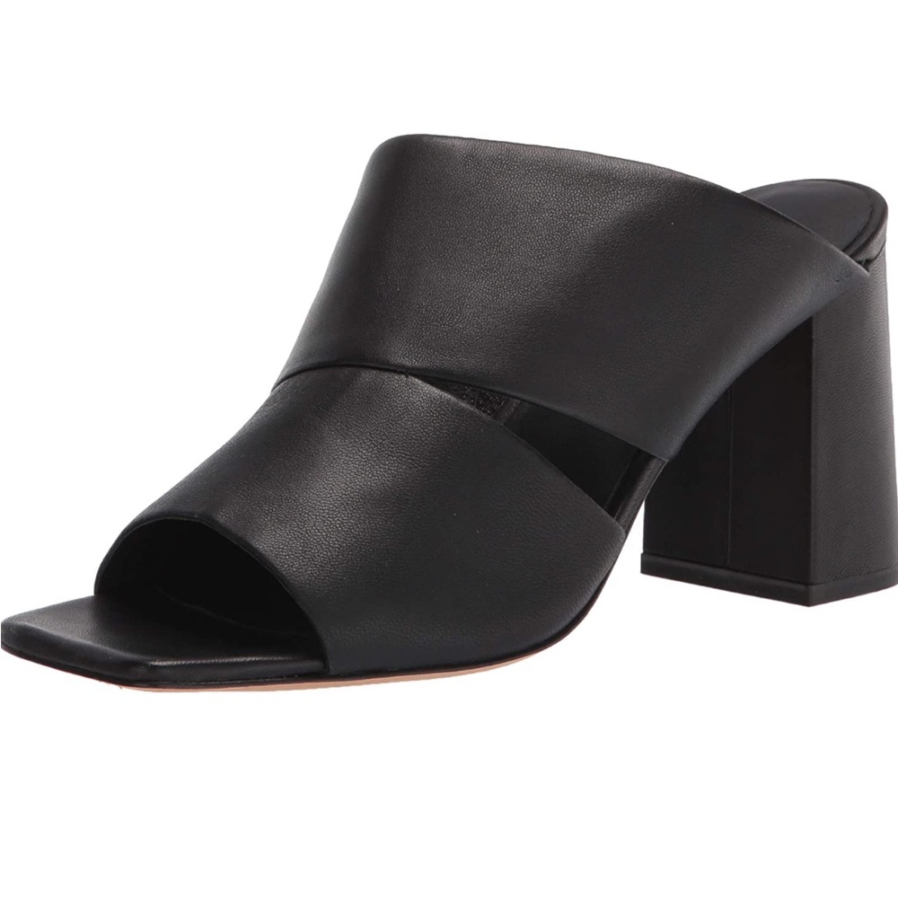 Vince black leather block heels size 8